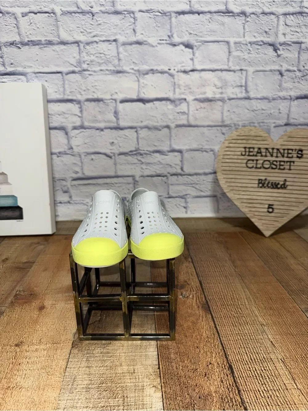 Native Mist Grey and Sunny Green Jefferson Slip On Shoes